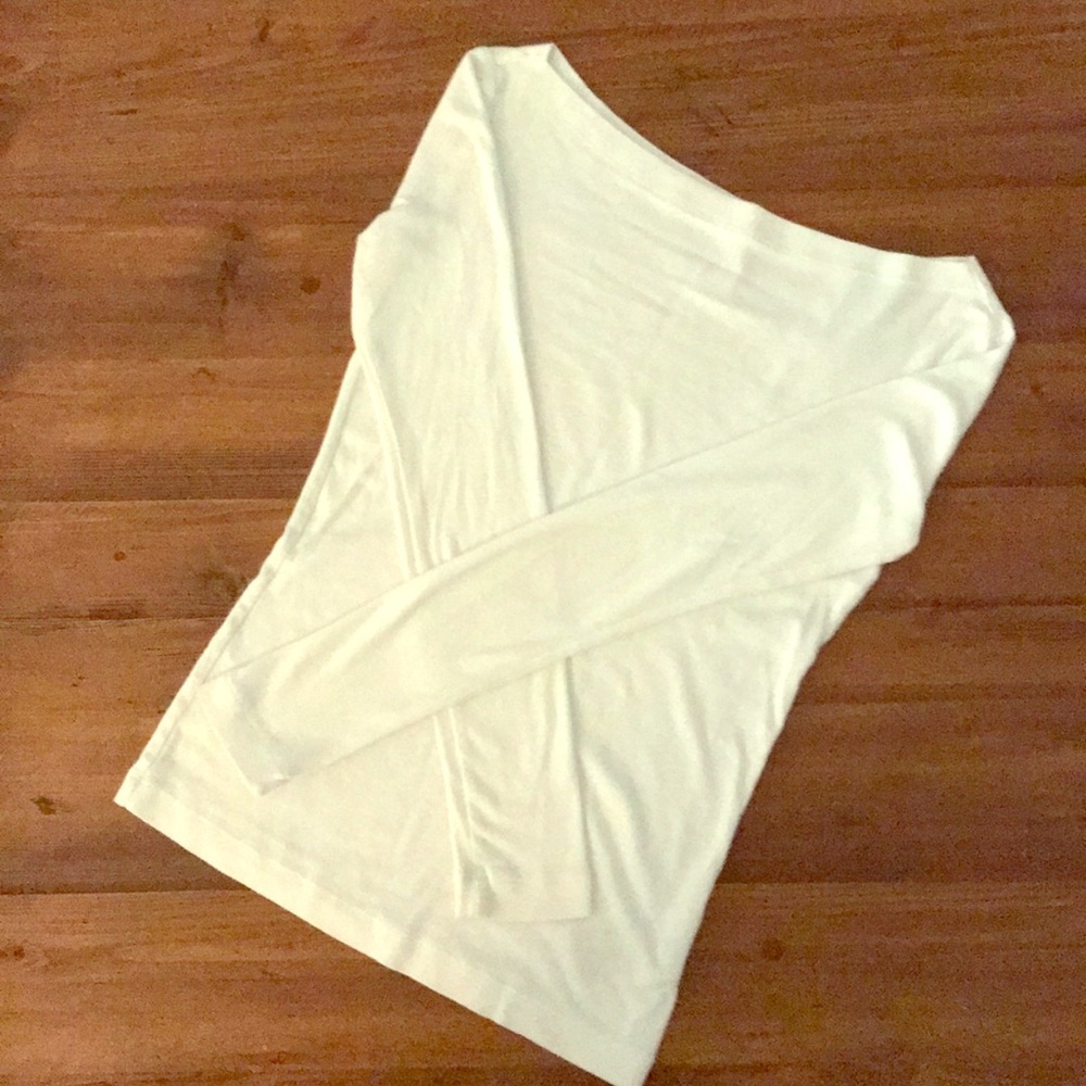 White, wide neck long sleeve